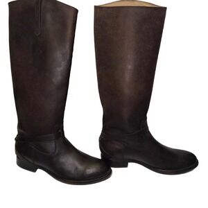 Frye Lindsay Plate tall riding boots 6.5B Dark Brown Leather Riding Equestrian
